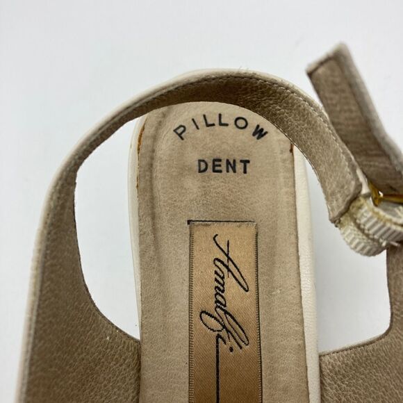 Amalfi Snakeskin Print Beige Leather Sandals Size 9,5B Made in Italy - Picture 5 of 9